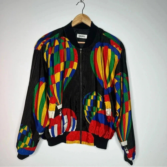 Mighty Vintage 80’s Hot Air Balloon Print Bomber Jacket - Picture 1 of 13